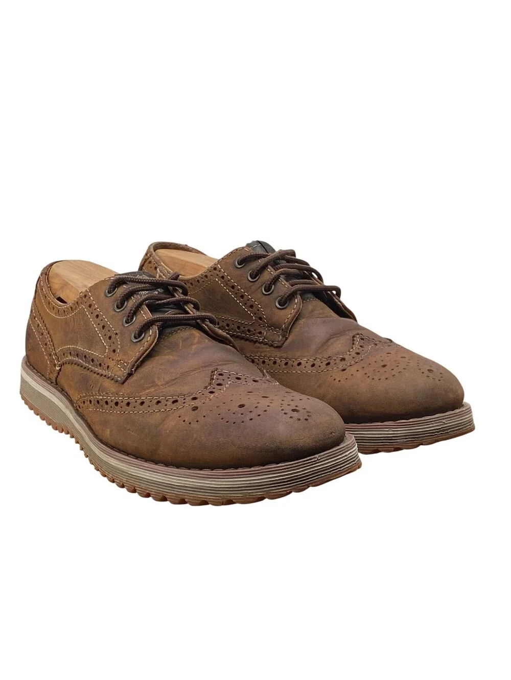 Skechers Ridge Vanek 63935 Wingtip Oxford Shoes Men’s 9 Brown Leather Brogue